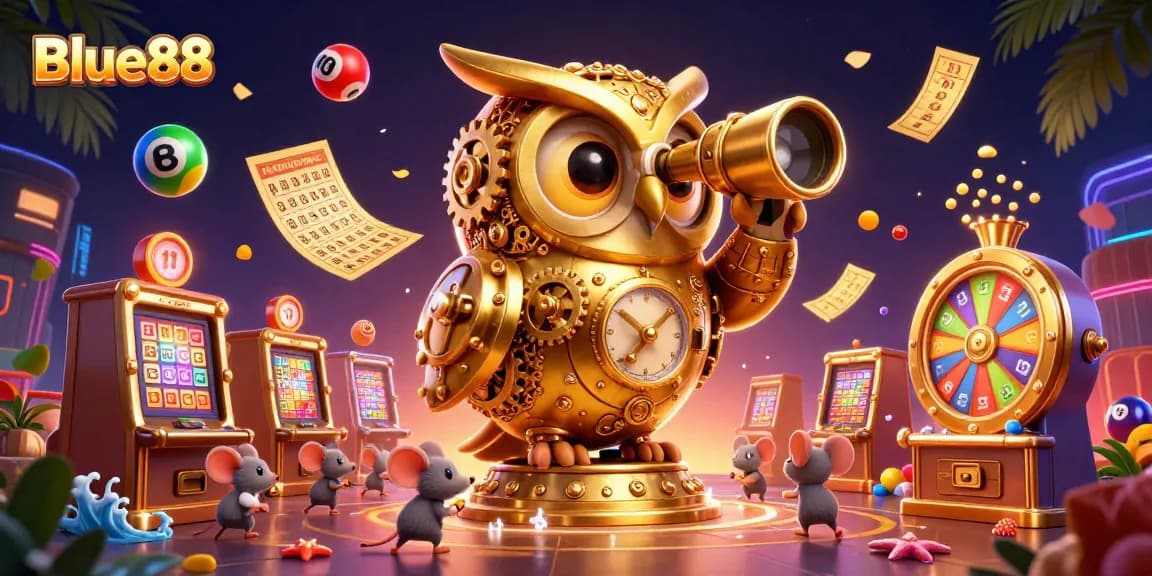 Engage with Blue88's vibrant casino scene featuring lively characters and dynamic gaming elements.
