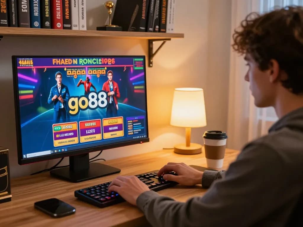 Engaging with go88 online casino games on a modern setup for strategic gameplay.