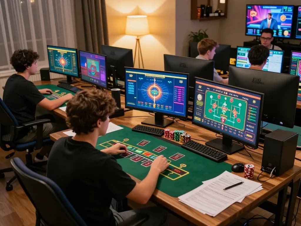 Player enjoying vip79 online blackjack, showcasing strategic gameplay with vibrant digital displays.