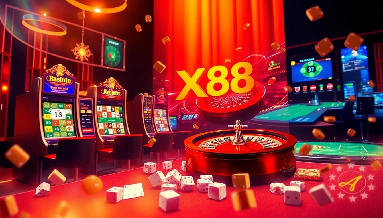 Experience the excitement of online betting with XX88's glamorous casino and game environment.