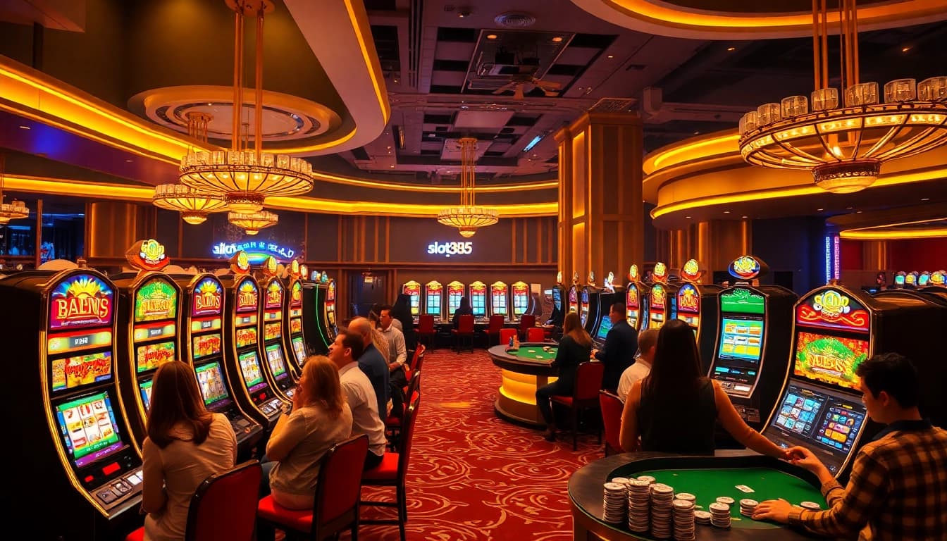 Experience thrilling gaming action with slot 365 in a vibrant casino atmosphere.