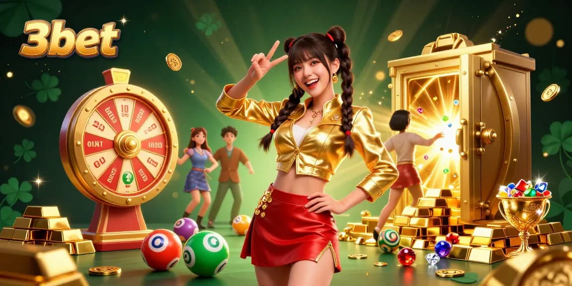 Engage in dynamic gaming at 3bet with vibrant lottery balls and an exciting prize wheel.