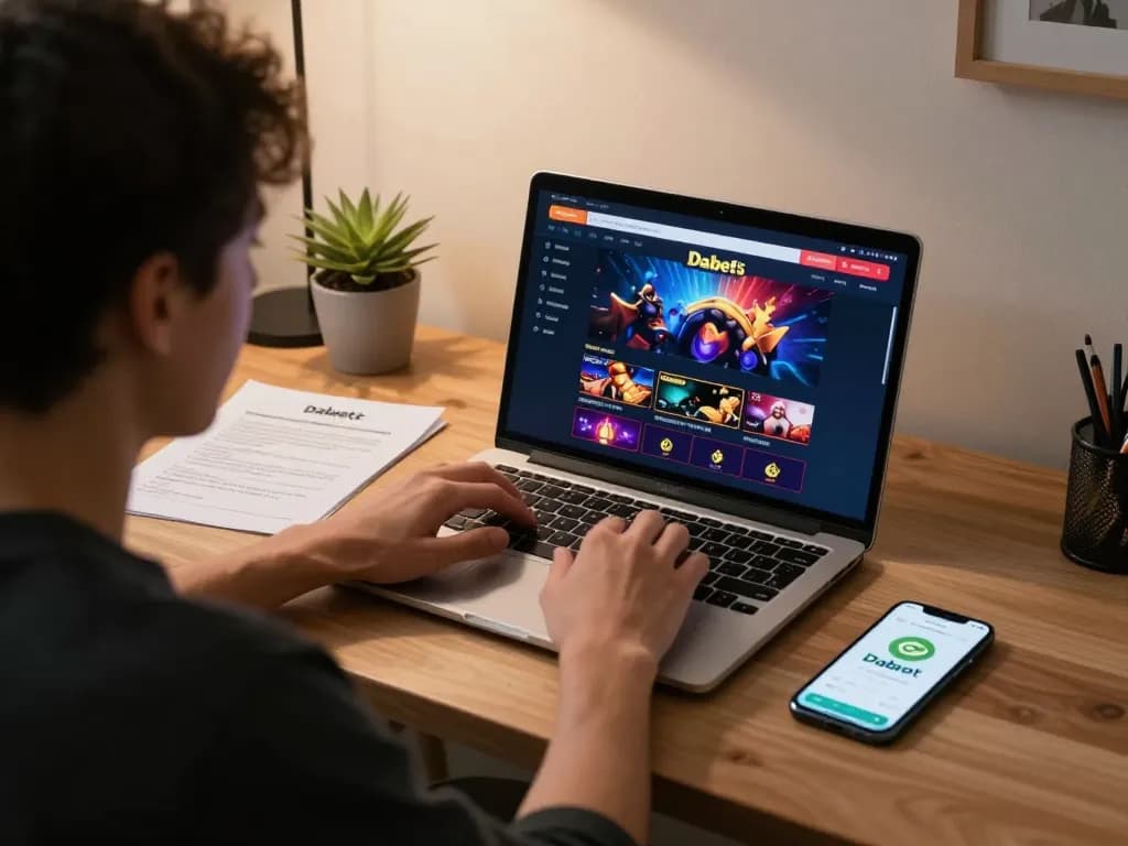 Dabet uy tín showcased through an engaging online gaming experience with a player focused on strategic gameplay.