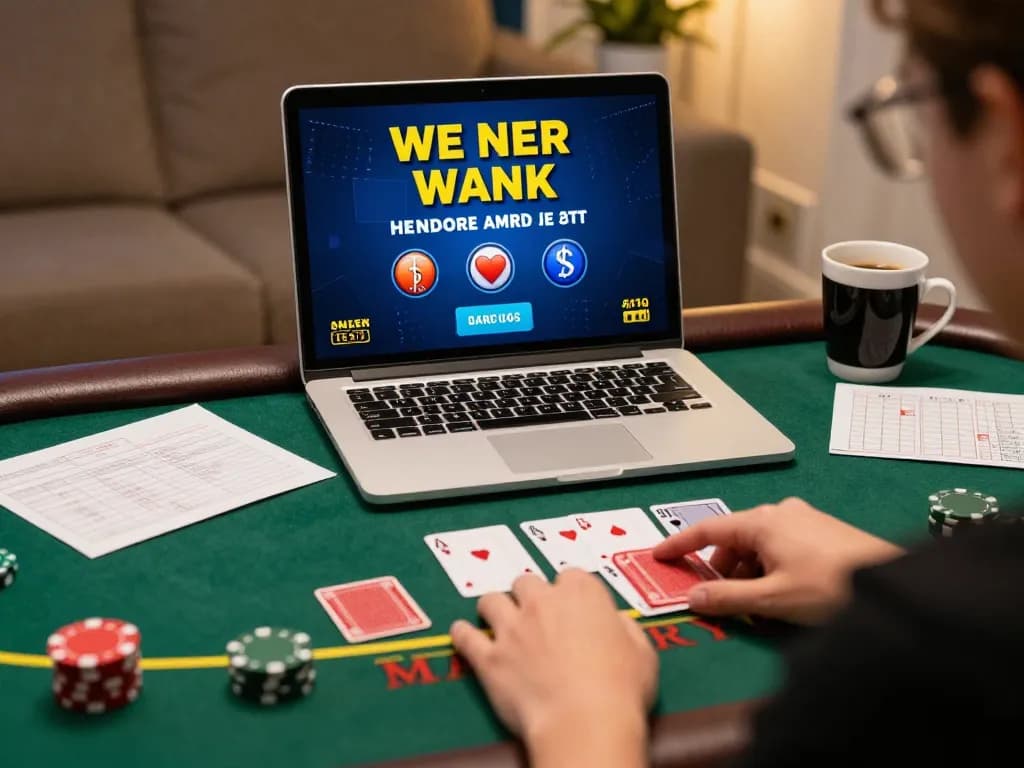 Player enjoying blackjack on https://f168.win/ at home, with cards and laptop visible in a cozy setting.