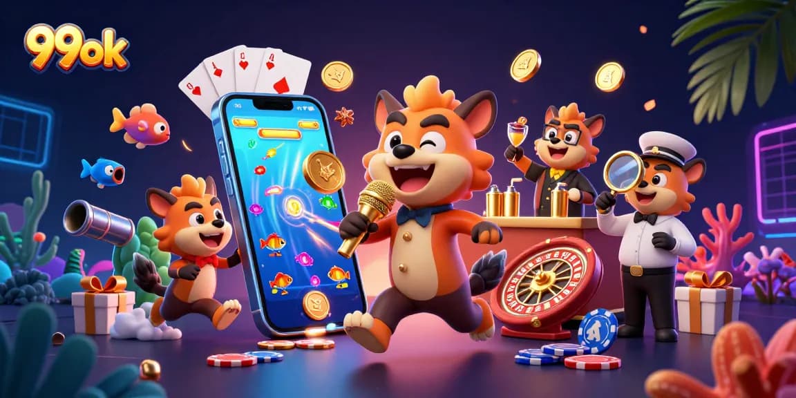 Experience fishing action with 99ok's vibrant, animated fish shooting game at the comedy casino.