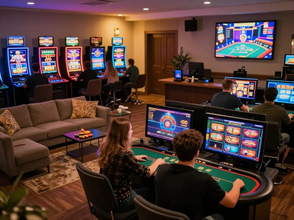Playing exciting online games at bet88 8 casino with engaging slots and tables visible on screen.