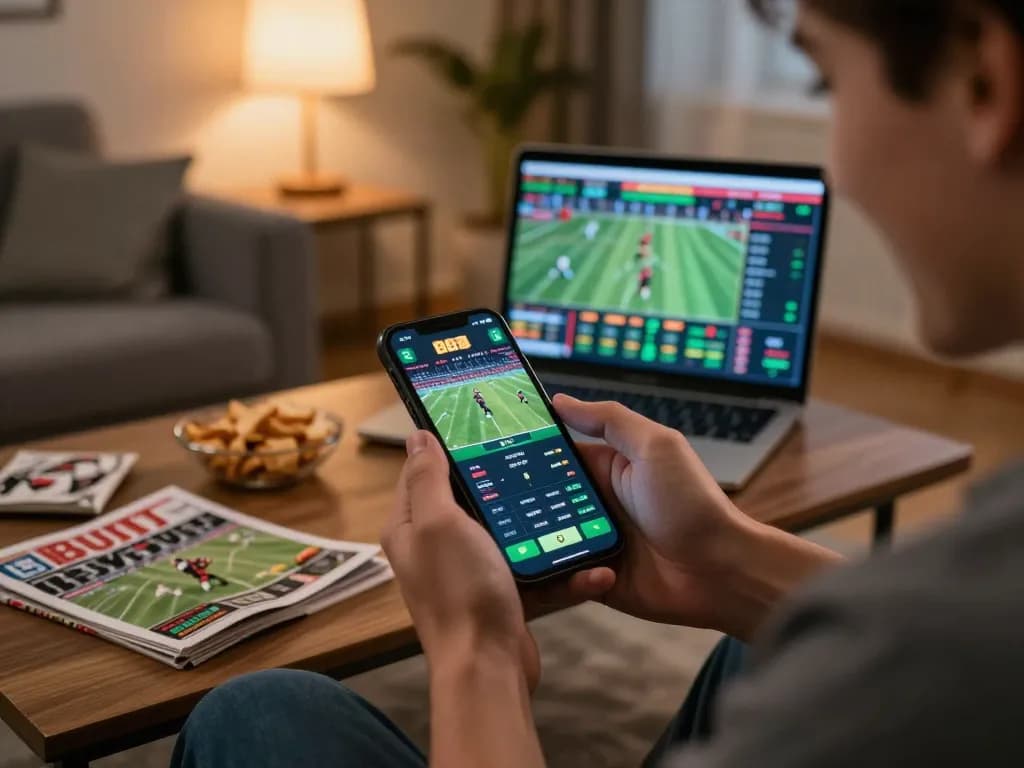 Engaging in sports betting on the fun 88 app while relaxing at home.