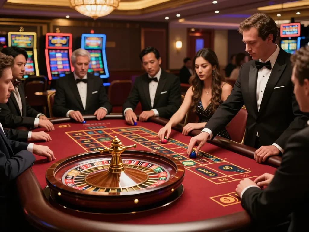 Exciting roulette gameplay at Trang chủ go99, players placing bets, vibrant casino atmosphere.