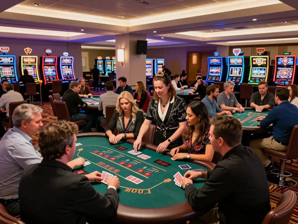 Players enjoying blackjack at SV66 Casino with vibrant atmosphere and professional dealers.