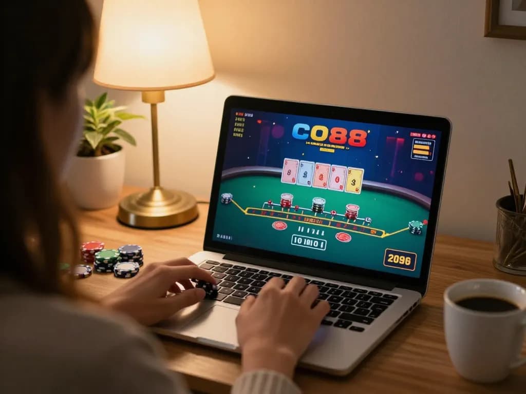 Player engaging in a live dealer casino game on the co88 platform, showcasing strategic gameplay