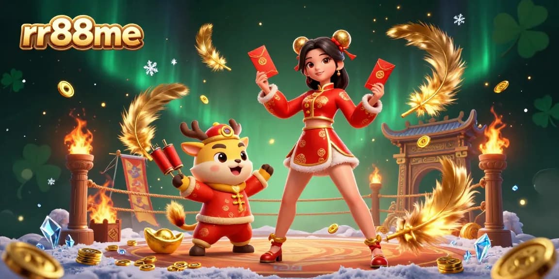 Experience thrilling bets and vibrant jackpots with rr88me in this festive Lunar New Year illustration.