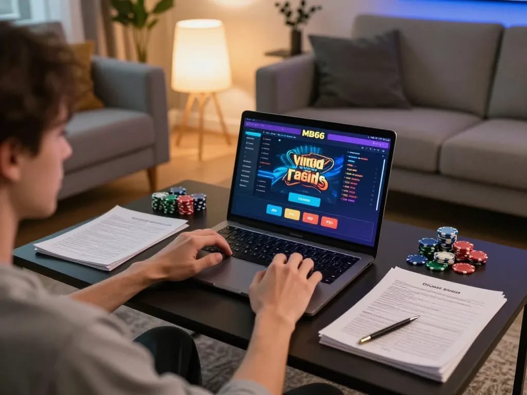 Players engaging with the MB66 online casino interface during a gaming session, showcasing an interactive home setting