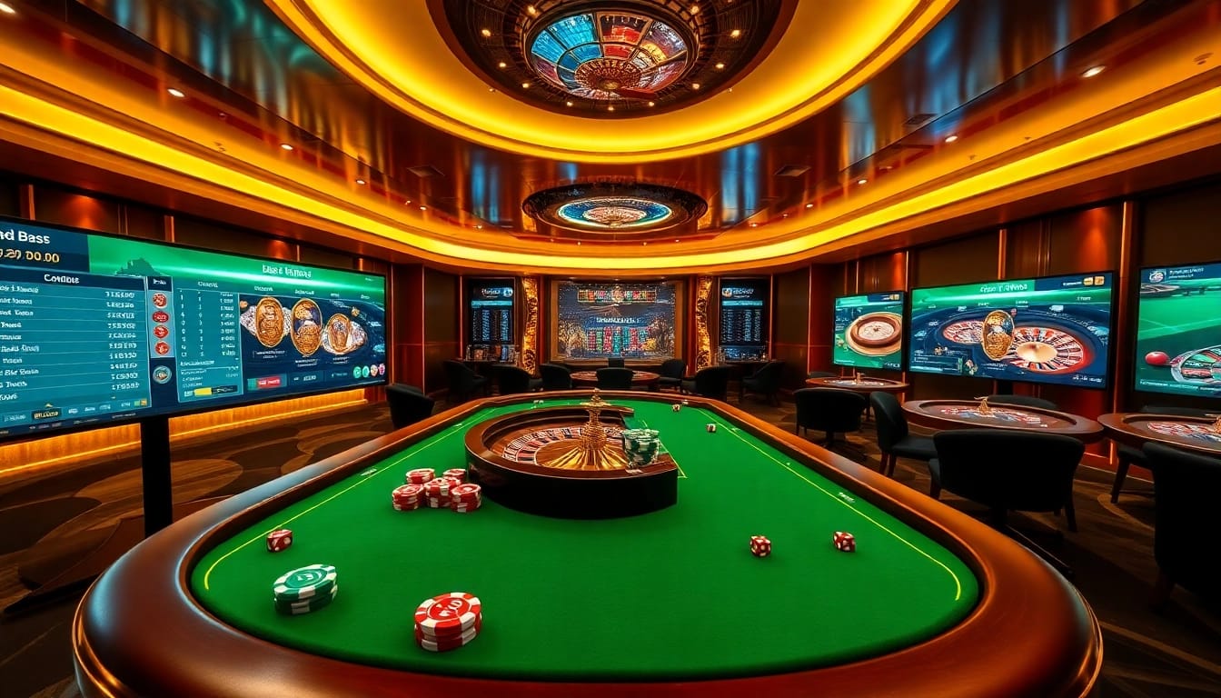 Engage in thrilling gameplay at https://sky88sa.com/ with luxurious casino visuals featuring poker chips and roulette.