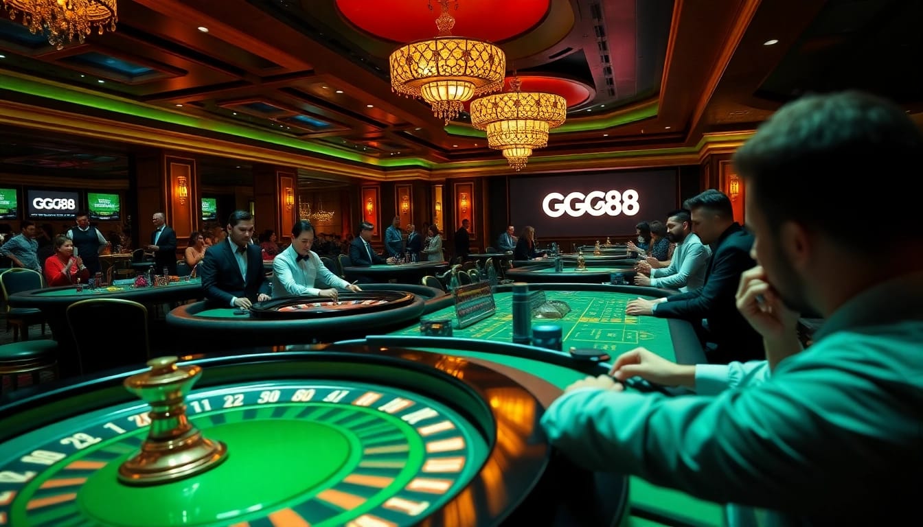 Players engage with the exciting games at nhà cái gg88, showcasing a lively casino atmosphere.