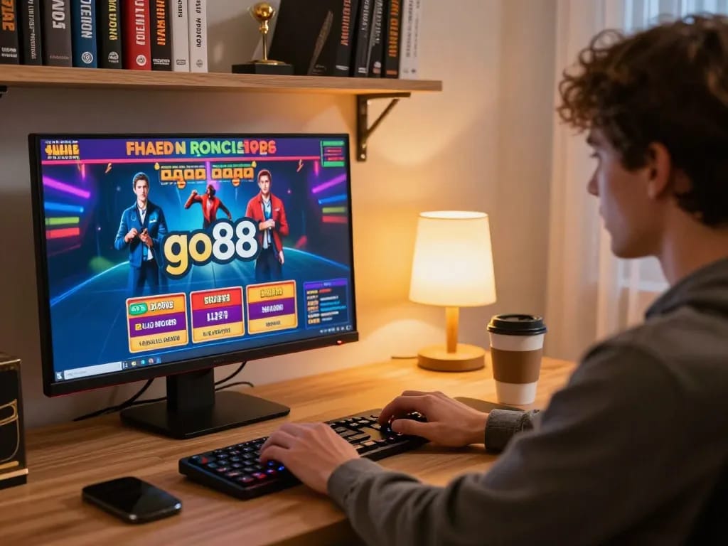 Engaging with go88 online casino games on a modern setup for strategic gameplay.