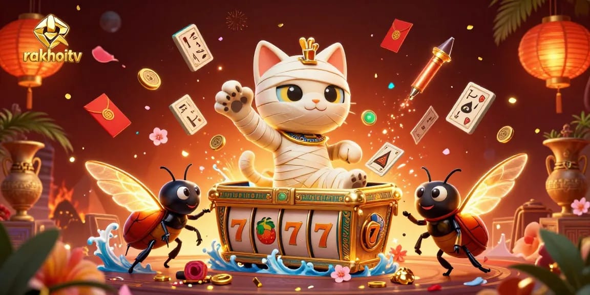 Experience thrilling gameplay at rakhoitv with a vibrant 3D casino scene featuring captivating elements.