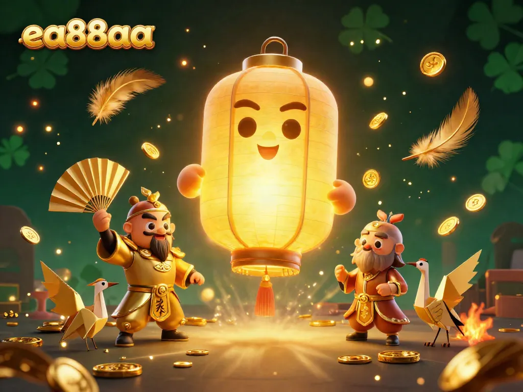 Experience the thrilling world of ea88aa with golden lantern spirits, warriors, and vibrant casino elements.