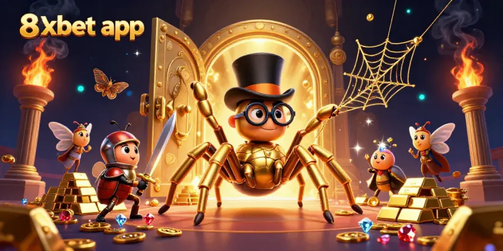 Engage with the thrilling 8xbet app featuring a unique 3D golden tarantula and brave beetle knight.