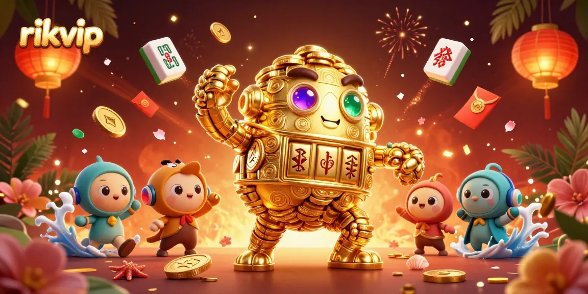Play exciting games at rikvip with thrilling animations of golden golem and betting elements.