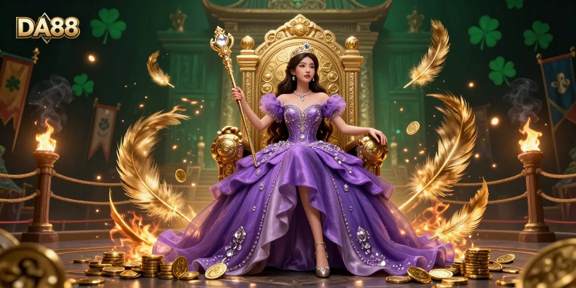 Experience thrilling betting action with DA88 featuring a fairytale princess amid dynamic casino elements and dramatic lighting.