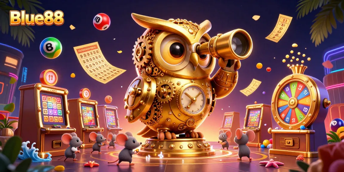 Engage with Blue88's vibrant casino scene featuring lively characters and dynamic gaming elements.