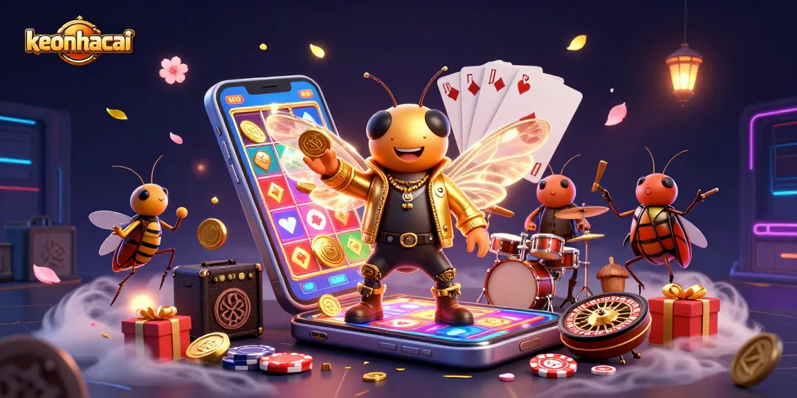 Spin the reels of keonhacai for vibrant slot action surrounded by festive game elements.