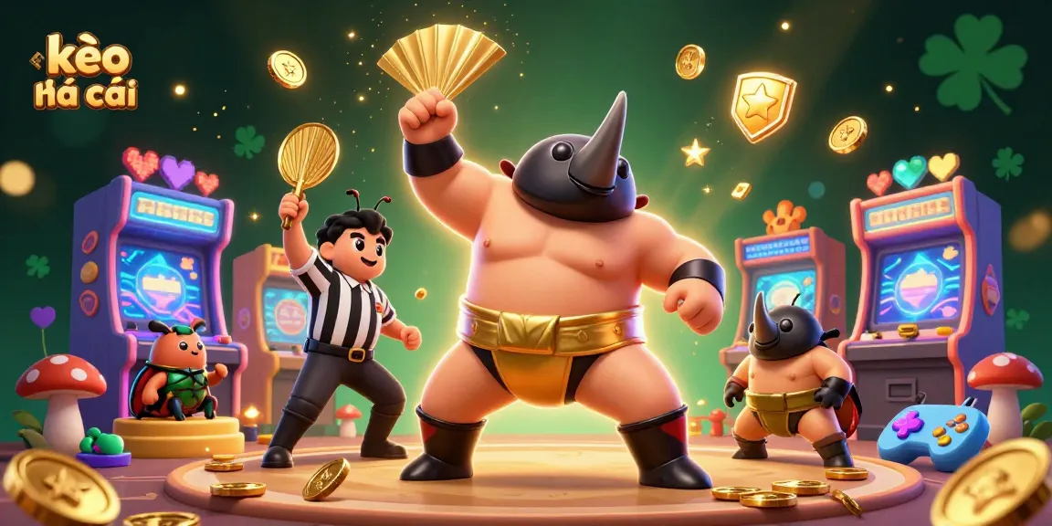 Betting with kèo nhà cái features playful beetles and a dynamic casino environment filled with colorful games.