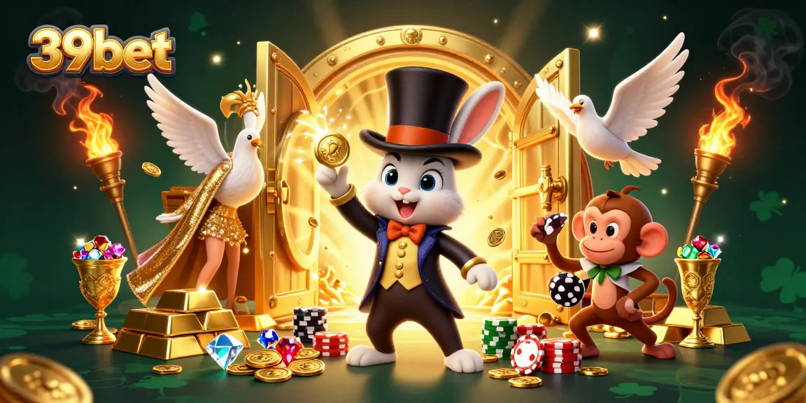 Try your luck at 39bet with this stunning casino illustration featuring magical elements and poker chips.