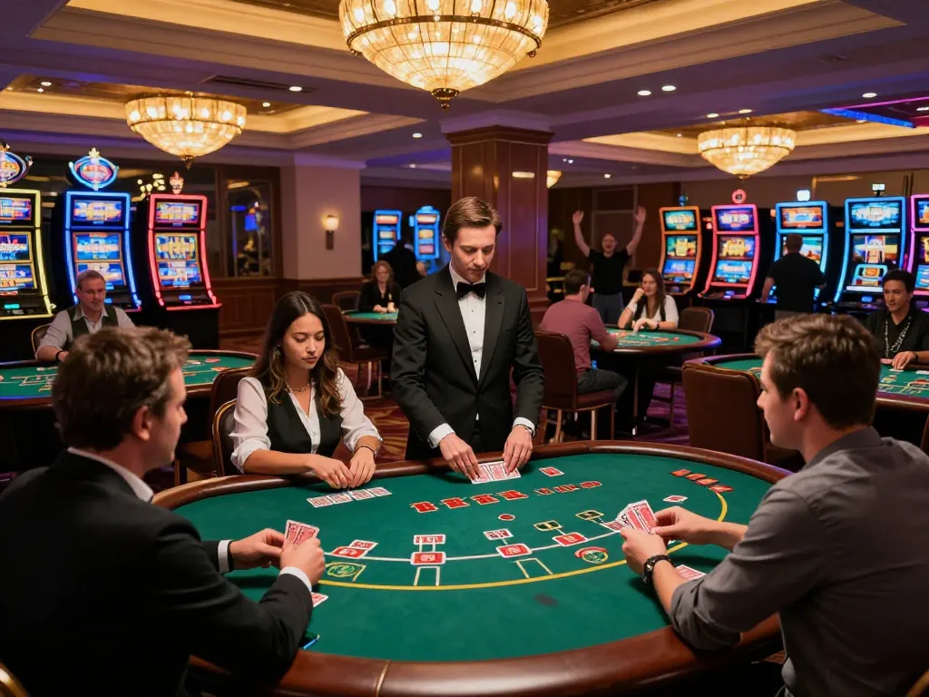 hi88 players enjoying intense blackjack action in a luxurious casino