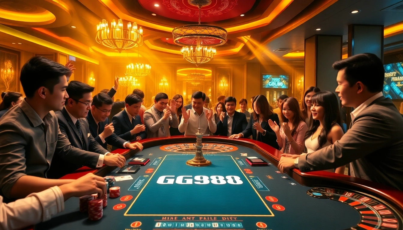 Experience the thrill of GG88 at a vibrant casino table with excited players.