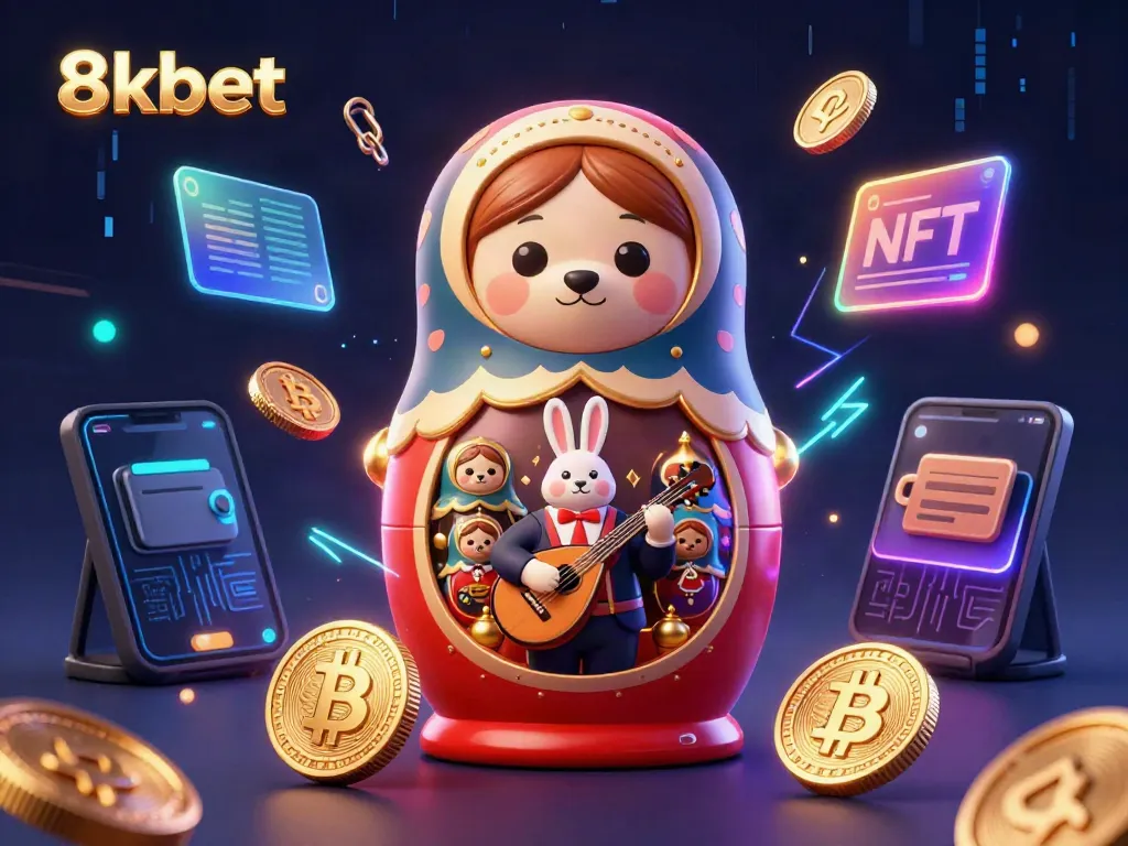 Experience the vibrant world of 8xbet with charming casino characters and crypto elements.