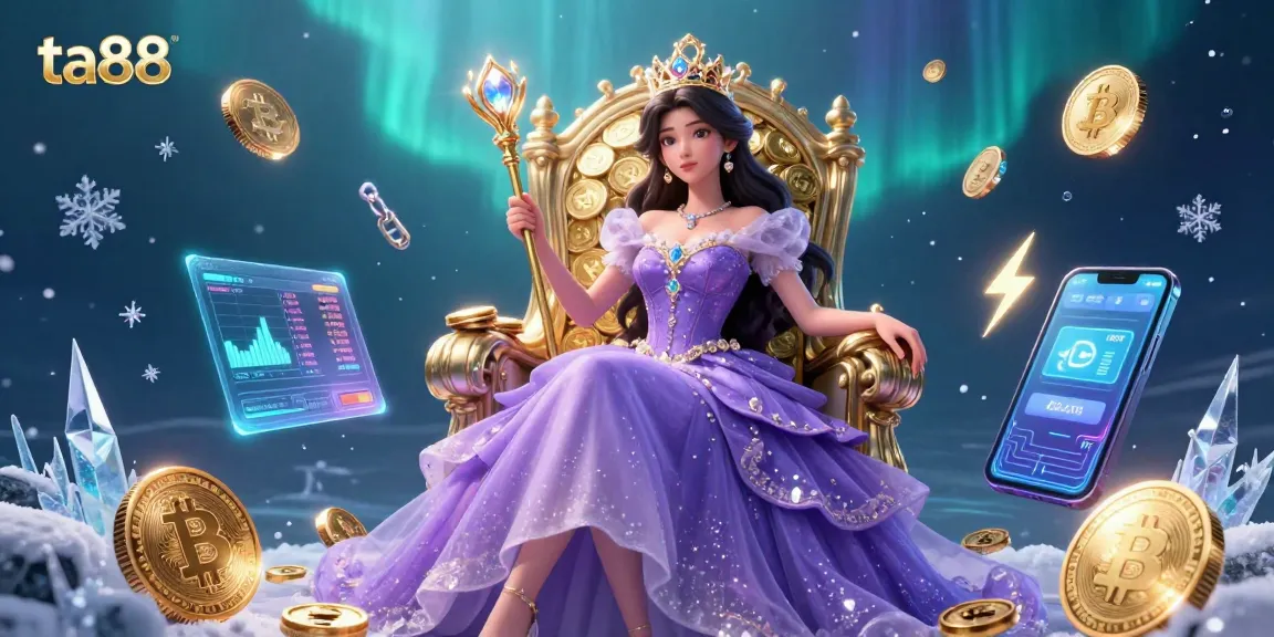 Experience the excitement at ta88 with a regal gaming scene featuring dynamic casino elements.