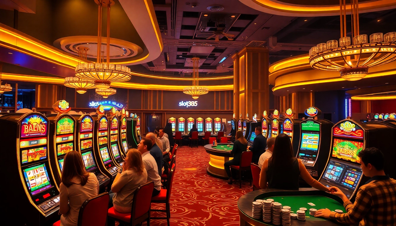 Experience thrilling gaming action with slot 365 in a vibrant casino atmosphere.