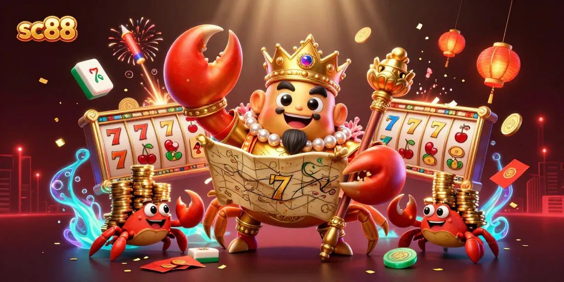 Experience the excitement at sc88 with a vibrant 3D casino scene featuring a golden crab emperor.