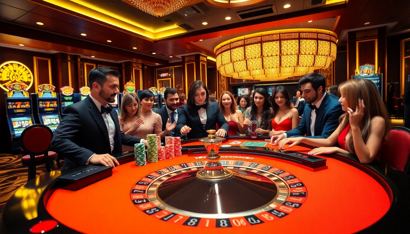 Experience the excitement of tr88 at a luxurious casino with roulette and poker action.