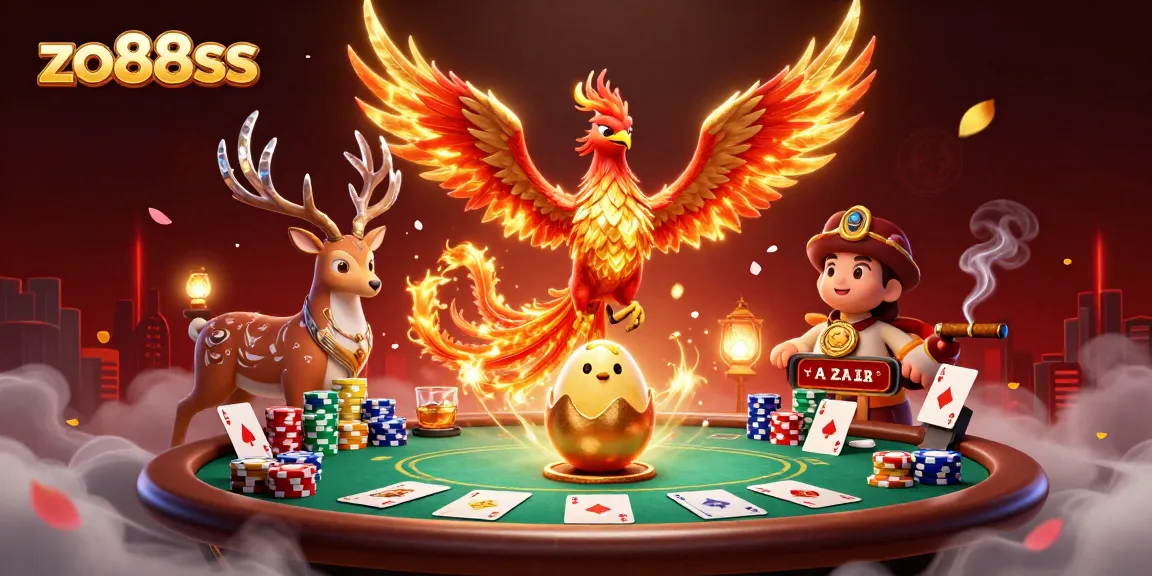 Experience thrilling poker action with zo88sss, featuring vibrant phoenix and epic game elements.