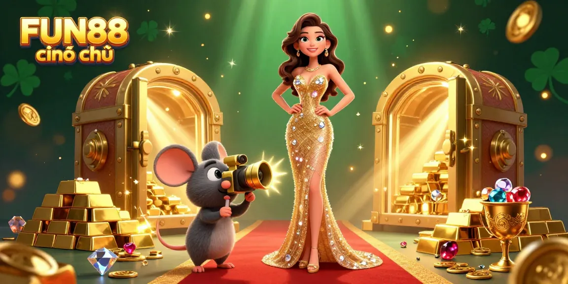 Experience the excitement of FUN88 chính thức as golden treasures burst forth in this vibrant 3D casino illustration.