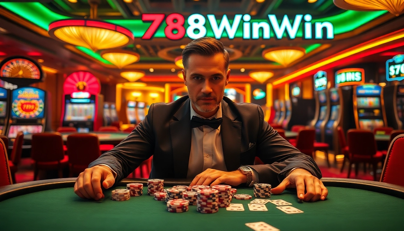 Experience the thrilling excitement of 78Win with a luxurious poker game scene.