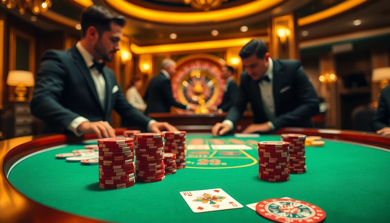 C168 casino table featuring vibrant chips and a professional dealer engaging players.