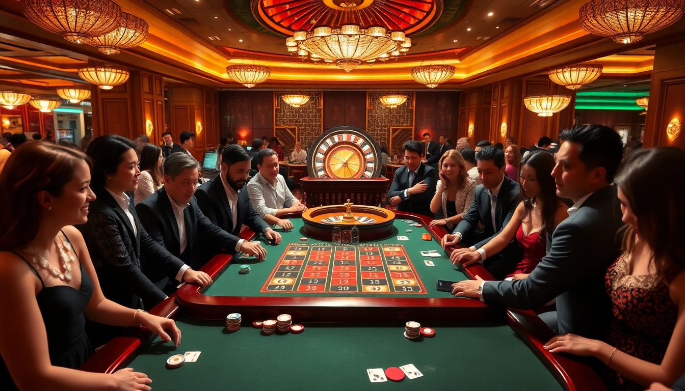 Play thrilling casino games at the mint88 baccarat table amid a vibrant atmosphere.