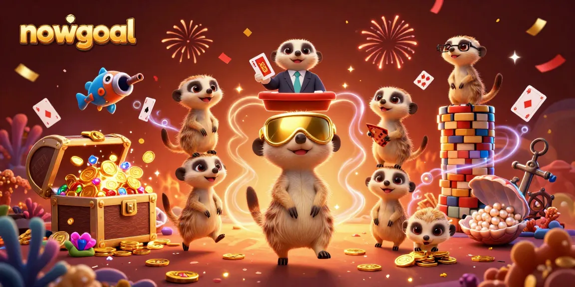 Experience real-time gaming action with nowgoal while meerkats manage a bustling casino.