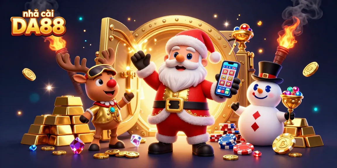 Engage in thrilling gameplay with nhà cái DA88 while enjoying a festive casino atmosphere featuring vibrant characters.