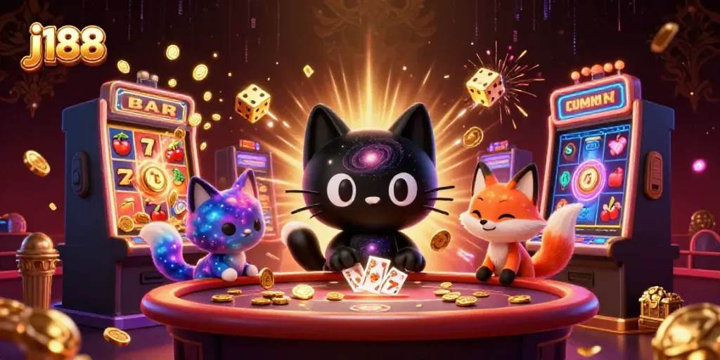 Join the excitement with j188 in a cosmic-themed casino, showcasing vibrant games and glowing rewards.