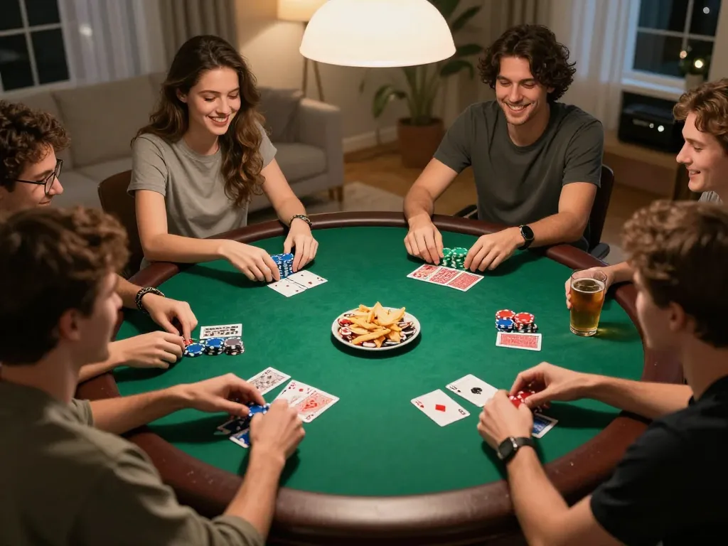 Rik88 poker night gathering friends enjoying lively gameplay and strategy.