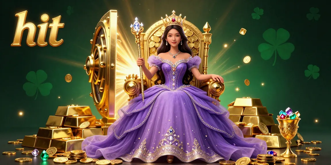 Experience the thrill at hit, featuring a beautiful princess amidst golden treasures and dynamic casino elements.