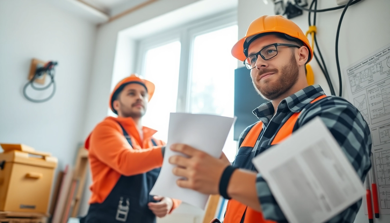 Residential electrician Burnaby installing fixtures with modern tools in a bright, professional setting.
