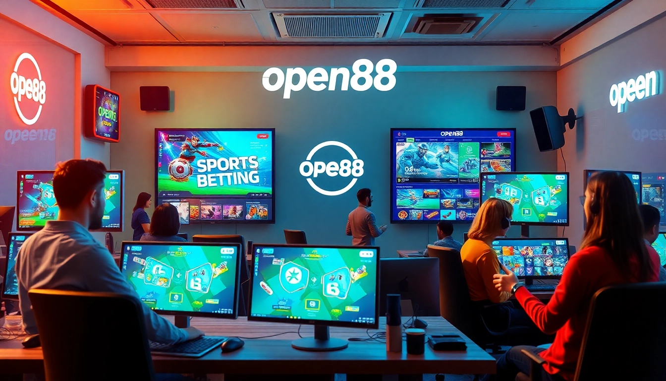 Open88 online casino platform showcasing diverse gaming experiences and engaging support staff.