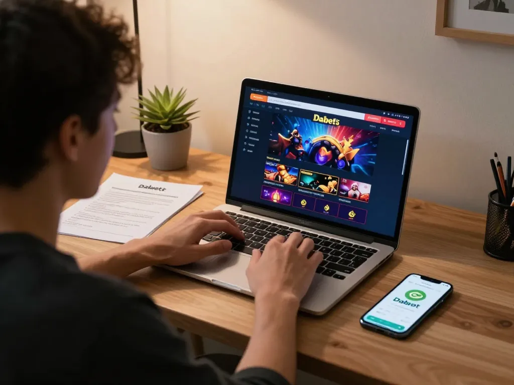 Dabet uy tín showcased through an engaging online gaming experience with a player focused on strategic gameplay.