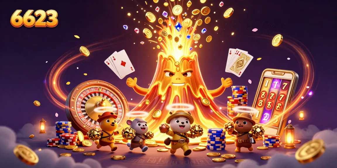Experience thrilling wins at 6623 with vibrant 3D casino elements showcasing excitement and energy.