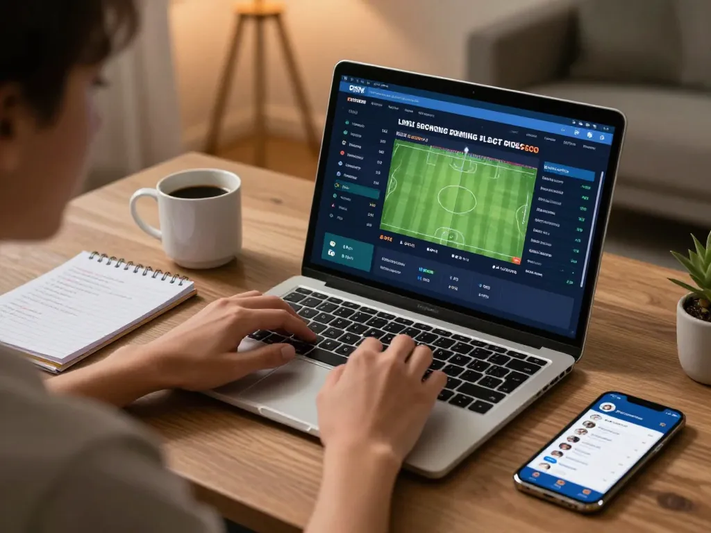 Engaging in soi keo nha cai with an online betting setup, person studying live odds and match statistics.